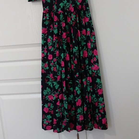 Laura Ashley Vintage Floral Fit & Flare Maxi Dress, Navy/Pink/Green, Size 8 - Picture 4 of 10